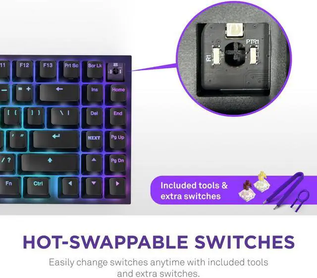 Alt view image 8 of 18 - NZXT Function 2 MINITKL Optical Gaming Keyboard, Linear optical switches, 8,000 Hz polling rate, Doubleshot PBT keycaps, Hot-swappable, Black