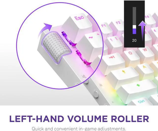 Alt view image 10 of 18 - NZXT Function 2 MINITKL Optical Gaming Keyboard, Linear optical switches, 8,000 Hz polling rate, Doubleshot PBT keycaps, Hot-swappable, White