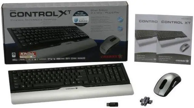 Alt view image 2 of 2 - CHERRY Control XT Silver/Black 104 Normal Keys 10 Function Keys 2.4GHz Wireless Slim Multimedia Desktop Keyboard and Mouse
