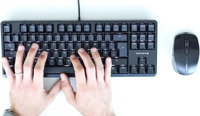 Alt view image 7 of 7 - Cherry MX RGB Mechanical Keyboard with MX Red Silent Gold-Crosspoint Key switches for typists, Programmers, Creator, Coder, Work in The Office or at Home G80-3000N RGB (TenKeyLess (TKL)