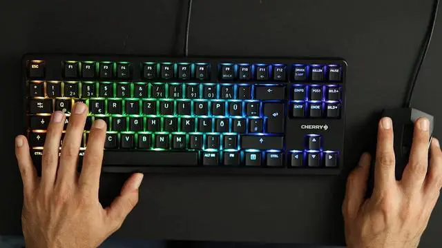 Alt view image 6 of 7 - Cherry MX RGB Mechanical Keyboard with MX Red Silent Gold-Crosspoint Key switches for typists, Programmers, Creator, Coder, Work in The Office or at Home G80-3000N RGB (TenKeyLess (TKL)
