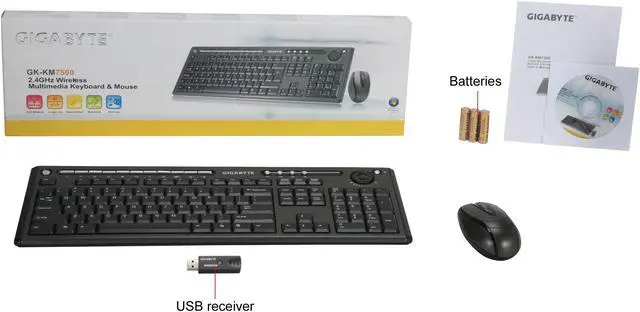 Alt view image 10 of 10 - GIGABYTE GK-KM7500 17 Hot keys Function Keys 2.4GHz RF Wireless Ultra-slim Keyboard and Mouse