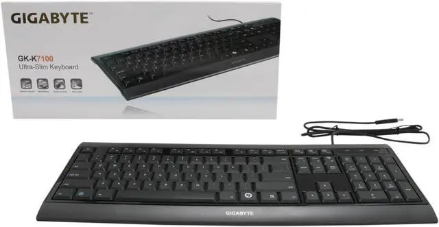 Alt view image 4 of 4 - GIGABYTE GK-K7100 Glossy Black USB Wired Slim Keyboard