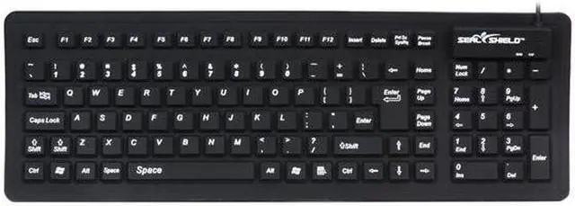 Alt view image 2 of 5 - SEAL SHIELD SSF106 Black USB Wired Slim SEAL FLEX Silicone Keyboard - Dishwasher Safe