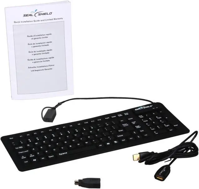Alt view image 4 of 5 - SEAL SHIELD SSF106 Black USB Wired Slim SEAL FLEX Silicone Keyboard - Dishwasher Safe