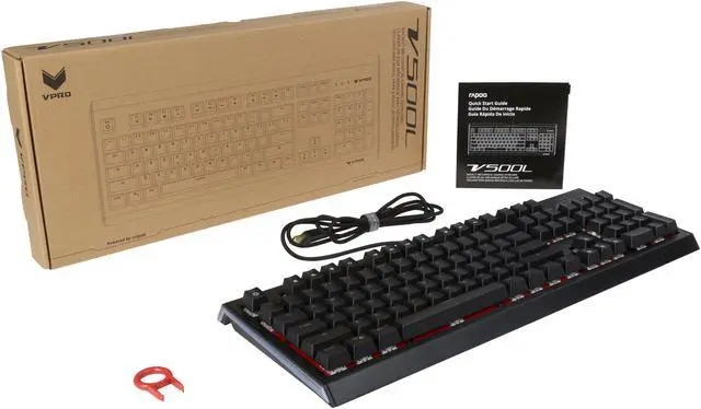 Alt view image 5 of 5 - RAPOO VPRO V500L Mechanical Gaming Keyboard, Blue Switches, Red LED, Aluminum Frame, 6.0 Feet Braided Cable Wire Grade-A Refurbished "Like New"