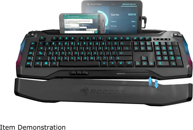 Alt view image 2 of 7 - ROCCAT SKELTR Smart Communication RGB Gaming Keyboard - Gray
