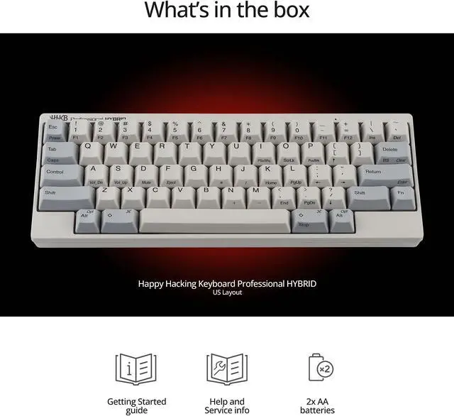 Alt view image 9 of 9 - Happy Hacking Keyboard Professional Classic (Wired, USB-C, Mac, Windows, White, Printed) with 2 Year Advance Exchange Warranty CG01000-296801