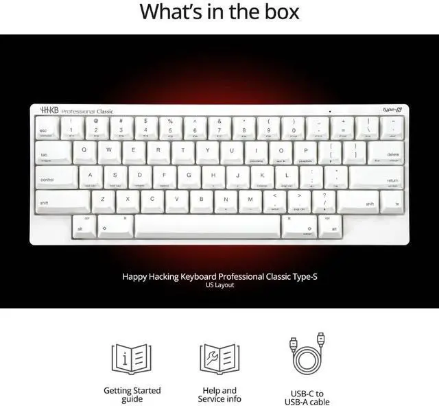 Alt view image 6 of 14 - HHKB Professional Classic Type-S Gaming Keyboard CG01000-399208, Compatible with PC and MAC, USB Type-C connection for wired, 2 Year Warranty, Snow