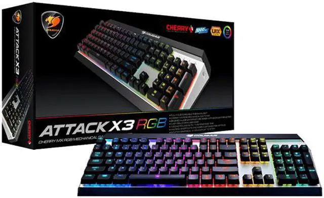 Alt view image 4 of 4 - Cougar Attack X3 RGB Cherry MX Mechanical Gaming Keyboard with Palm Rest, Cherry MX Blue Switch