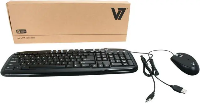 Alt view image 6 of 6 - V7 CK0M1-6N6 Black USB Wired Standard Multimedia Keyboard/Mouse Combo - OEM