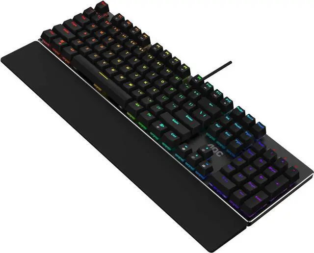Alt view image 9 of 10 - AOC Gaming Full RGB Mechanical Keyboard, 104-Key Outemu Blue Switches, Full NKRO, Detachable Wrist Rest, Light FX RGB, G-Menu Software (GK500)
