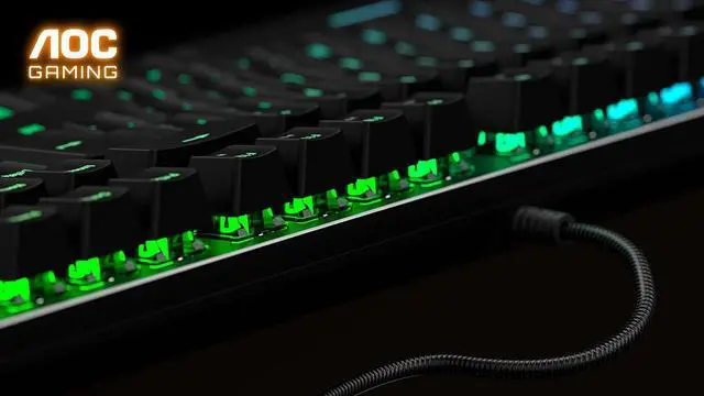 Alt view image 6 of 10 - AOC Gaming Full RGB Mechanical Keyboard, 104-Key Outemu Blue Switches, Full NKRO, Detachable Wrist Rest, Light FX RGB, G-Menu Software (GK500)