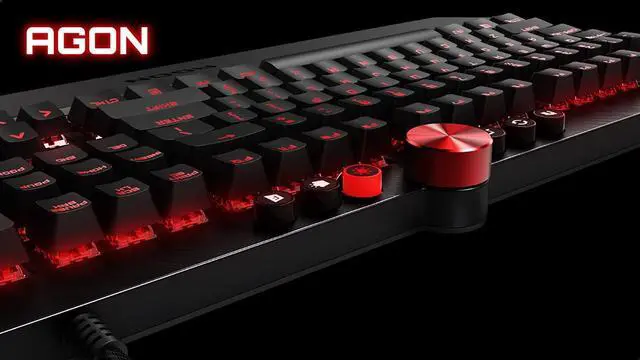 Alt view image 3 of 9 - AOC Agon Tournament-Grade RGB Gaming USB 2.0 Type-A Mechanical Keyboard, Cherry MX Blue Switches, NKRO, Dedicated Macro & Multimedia Buttons, Light FX Sync, G-Tools Software (AGK700)