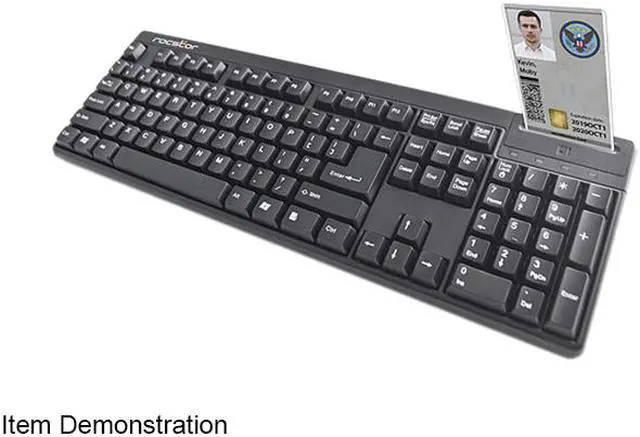 Alt view image 6 of 8 - Rocstor KS20T Keyboard with Smartcard Reader - 104 Keys - QWERTZ Layout - Smart Card Reader - USB - Black - TAA Compliant