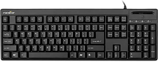 Main image of Rocstor KS20T Keyboard with Smartcard Reader - 104 Keys - QWERTZ Layout - Smart Card Reader - USB - Black - TAA Compliant