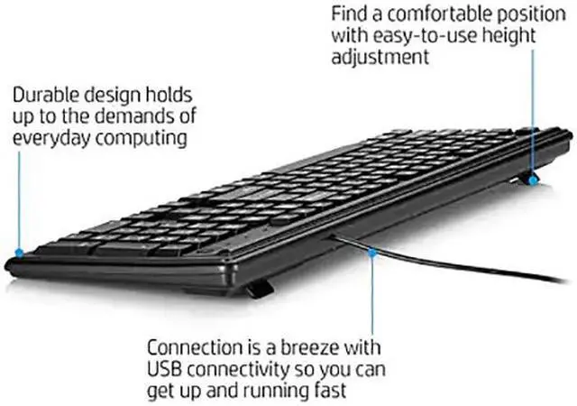 Alt view image 6 of 7 - HP Keyboard 100 2UN30AA#ABL Black USB Wired Standard Keyboard