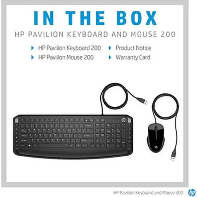 Alt view image 5 of 6 - HP 9DF28AA#ABL Black USB 2.0 Wired Ergonomic Pavilion Keyboard and Mouse 200