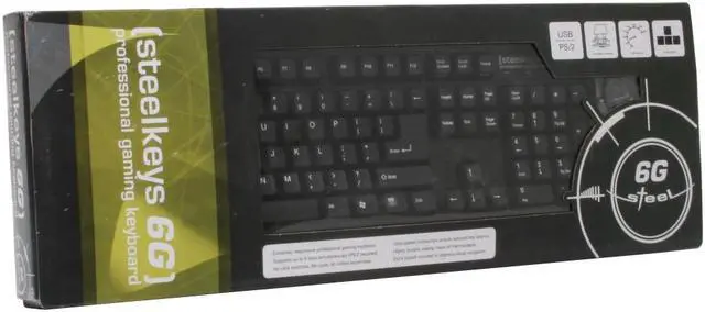 Alt view image 4 of 8 - SteelSeries SteelKeys 6G US Black 104 Normal Keys USB or PS/2 Standard Keyboard - OEM