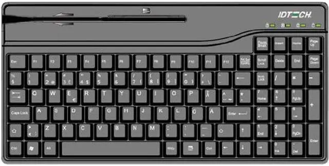 Main image of IDTech IDKA-334333B Versakey POS Keyboard with MagStripe Reader, USB, 1, 2 & 3, 104 - Black