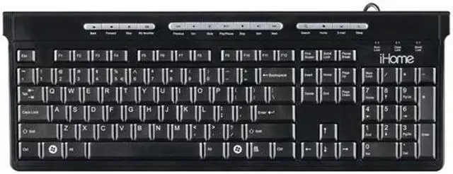 Main image of iHome IH-K210MB Black 104 Normal Keys USB Wired Multimedia Keyboard with 2 USB 2.0 Ports