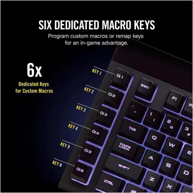 Alt view image 2 of 12 - Corsair Gaming K55 RGB Keyboard, Backlit RGB LED