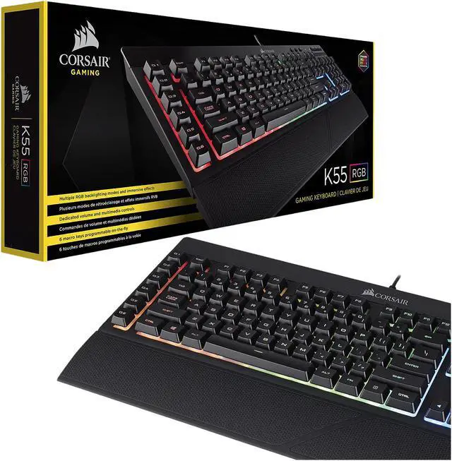 Alt view image 6 of 12 - Corsair Gaming K55 RGB Keyboard, Backlit RGB LED