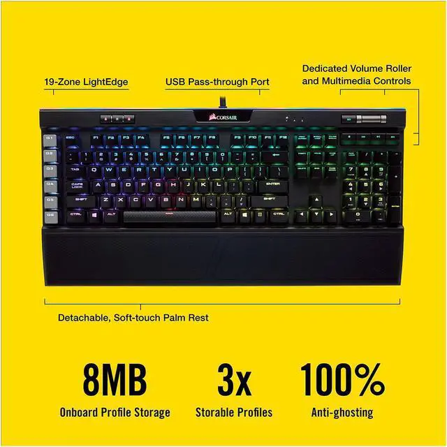 Alt view image 6 of 19 - Corsair K95 RGB PLATINUM Mechanical Gaming Keyboard, Cherry MX Brown, Backlit RGB LED, Black