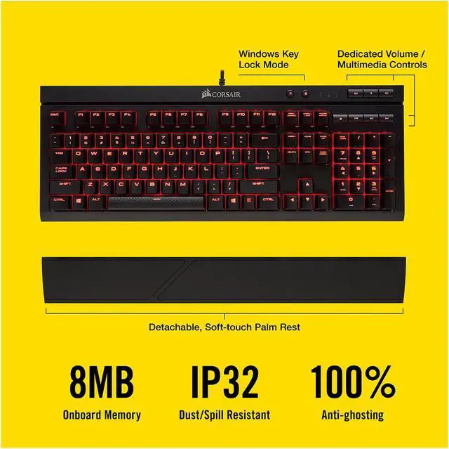 Alt view image 6 of 6 - Corsair Gaming K68 Mechanical Keyboard, Backlit Red LED, Cherry MX Red