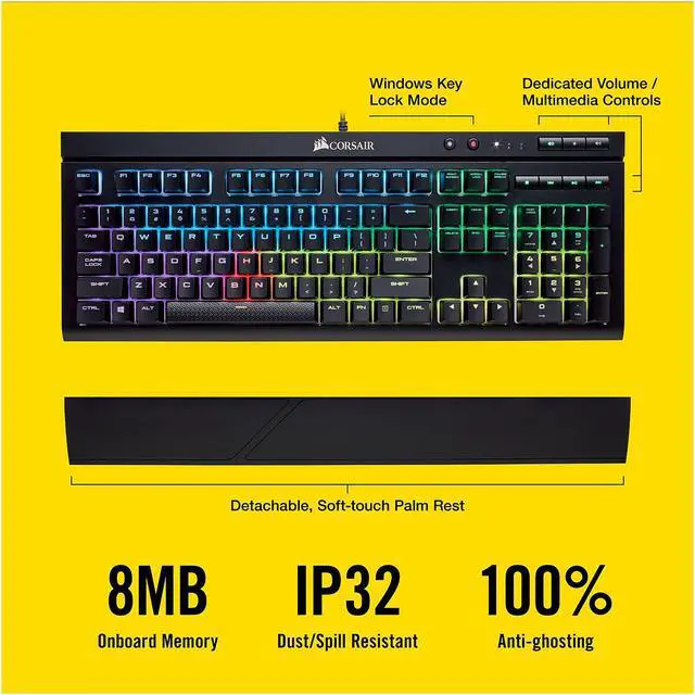Alt view image 5 of 14 - CORSAIR - K68 RGB Mechanical Gaming Keyboard RGB Backlit Cherry MX Red Switch - Black