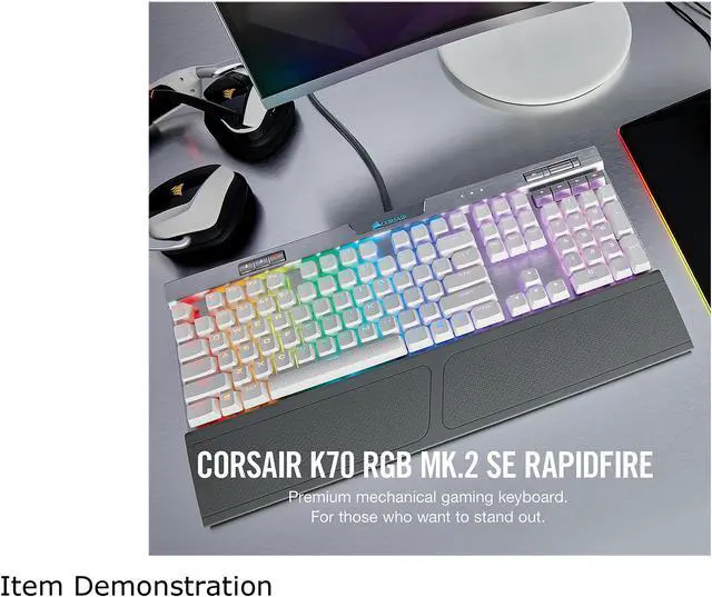 Alt view image 14 of 16 - Corsair K70 RGB MK.2 SE Mechanical RAPIDFIRE Gaming Keyboard - USB Passthrough & Media Controls - PBT Double-Shot Keycaps - Cherry MX Speed - RGB LED Backlit - White