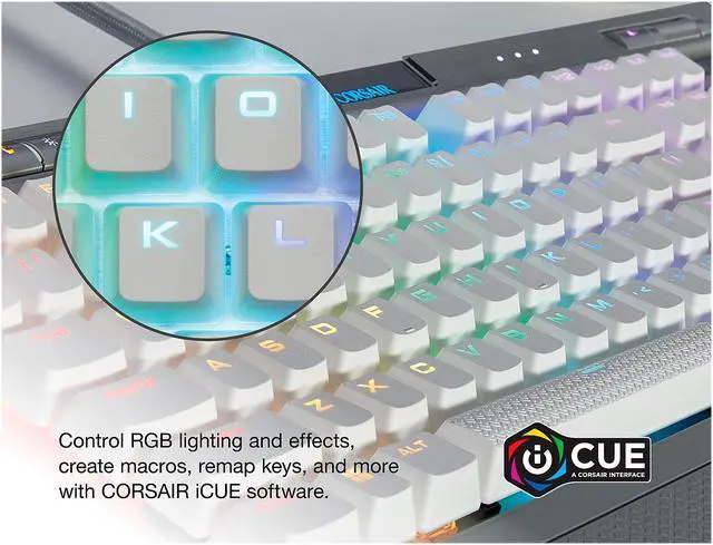 Alt view image 13 of 16 - Corsair K70 RGB MK.2 SE Mechanical RAPIDFIRE Gaming Keyboard - USB Passthrough & Media Controls - PBT Double-Shot Keycaps - Cherry MX Speed - RGB LED Backlit - White
