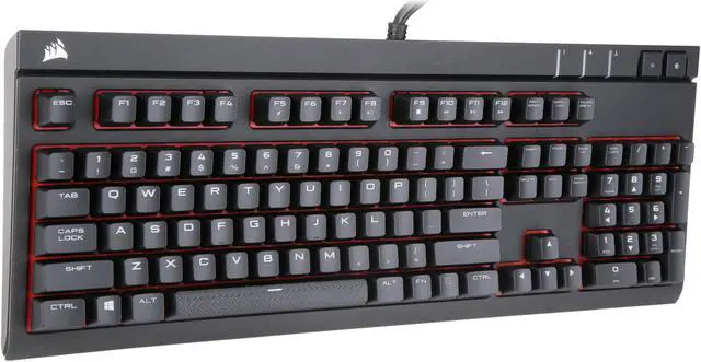 Alt view image 2 of 7 - Corsair Certified Refurbished STRAFE Mechanical Gaming Keyboard - Cherry MX Red Switch - Red LED Backlit - USB Passthrough - Linear and Quiet