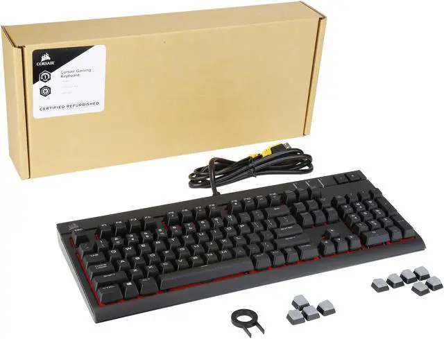 Alt view image 7 of 7 - Corsair Certified Refurbished STRAFE Mechanical Gaming Keyboard - Cherry MX Red Switch - Red LED Backlit - USB Passthrough - Linear and Quiet
