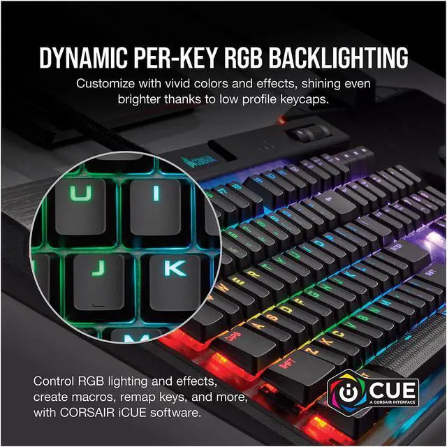 Alt view image 6 of 8 - Corsair K70 RGB MK.2 Low Profile Mechanical Gaming Keyboard, Backlit RGB LED, Cherry MX Low Profile Red