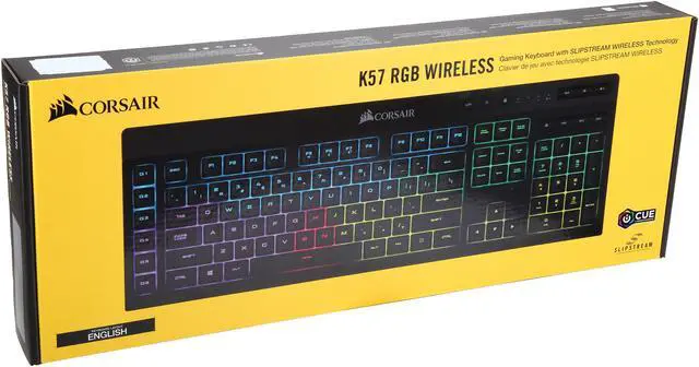 Alt view image 14 of 14 - CORSAIR K57 RGB Wireless Gaming Keyboard - <1ms response time with Slipstream Wireless - Connect with USB dongle, Bluetooth or wired - Individually Backlit RGB Keys, Black