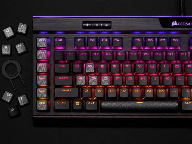 Alt view image 7 of 10 - Corsair K95 RGB Platinum XT Mechanical Gaming Keyboard, Backlit RGB LED, Cherry MX Speed RGB Silver, Black (CH-9127414-NA)