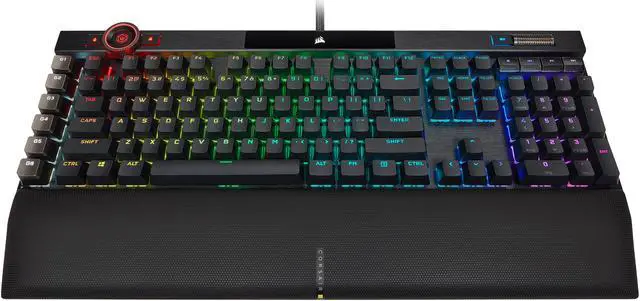 Alt view image 4 of 5 - Corsair K100 RGB Optical-Mechanical Gaming Keyboard - Corsair OPX RGB Optical-Mechanical Keyswitches - AXON Hyper-Processing Technology for 4X Faster Throughput - 44-Zone RGB LightEdge