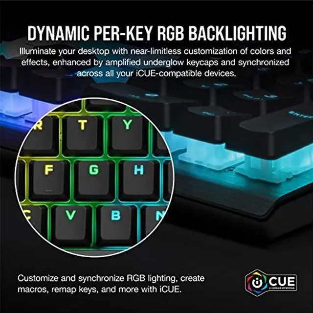 Alt view image 10 of 13 - Corsair K60 RGB Pro Mechanical Gaming Keyboard - CHERRY Mechanical Keyswitches - Durable AluminumFrame - Customizable Per-Key RGB Backlighting, Black