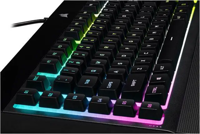 Alt view image 7 of 10 - Corsair K55 RGB PRO XT - Dynamic Per-Key RGB Backlighting - Six Macro Keys with Elgato Stream Deck Software Integration - IP42 Dust and Spill-Resistant - Detachable Palm Rest - Media and Volume Keys