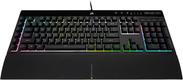 Alt view image 4 of 10 - Corsair K55 RGB PRO XT - Dynamic Per-Key RGB Backlighting - Six Macro Keys with Elgato Stream Deck Software Integration - IP42 Dust and Spill-Resistant - Detachable Palm Rest - Media and Volume Keys