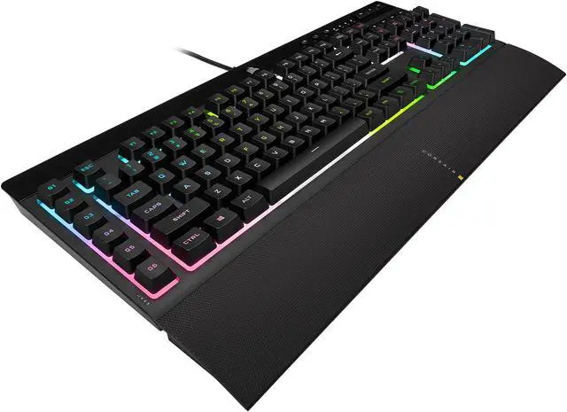 Alt view image 6 of 10 - Corsair K55 RGB PRO XT - Dynamic Per-Key RGB Backlighting - Six Macro Keys with Elgato Stream Deck Software Integration - IP42 Dust and Spill-Resistant - Detachable Palm Rest - Media and Volume Keys