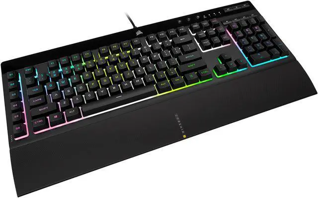 Alt view image 5 of 10 - Corsair K55 RGB PRO XT - Dynamic Per-Key RGB Backlighting - Six Macro Keys with Elgato Stream Deck Software Integration - IP42 Dust and Spill-Resistant - Detachable Palm Rest - Media and Volume Keys