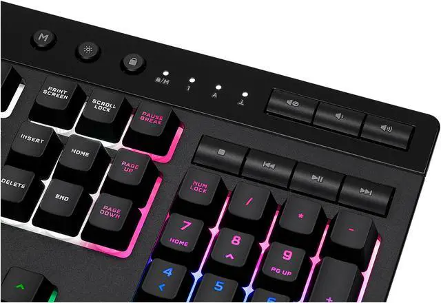 Alt view image 8 of 10 - Corsair K55 RGB PRO XT - Dynamic Per-Key RGB Backlighting - Six Macro Keys with Elgato Stream Deck Software Integration - IP42 Dust and Spill-Resistant - Detachable Palm Rest - Media and Volume Keys