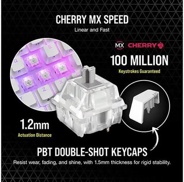 Alt view image 4 of 5 - Corsair CH-9194114-NA K65 RGB MINI 60% Mechanical Gaming Keyboard, Backlit RGB LED, CHERRY MX SPEED, White, White PBT Keycaps Gaming Keyboard