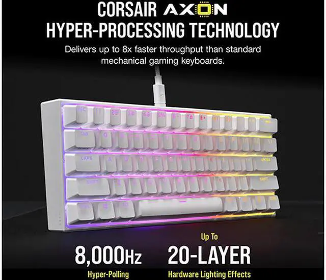 Alt view image 5 of 5 - Corsair CH-9194114-NA K65 RGB MINI 60% Mechanical Gaming Keyboard, Backlit RGB LED, CHERRY MX SPEED, White, White PBT Keycaps Gaming Keyboard