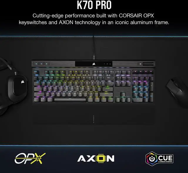 Alt view image 9 of 13 - Corsair K70 RGB PRO Wired Mechanical Gaming Keyboard (CHERRY MX RGB Speed Switches: Linear and Rapid, 8,000Hz Hyper-Polling, PBT DOUBLE-SHOT PRO Keycaps, Soft-Touch Palm Rest) QWERTY, NA - Black