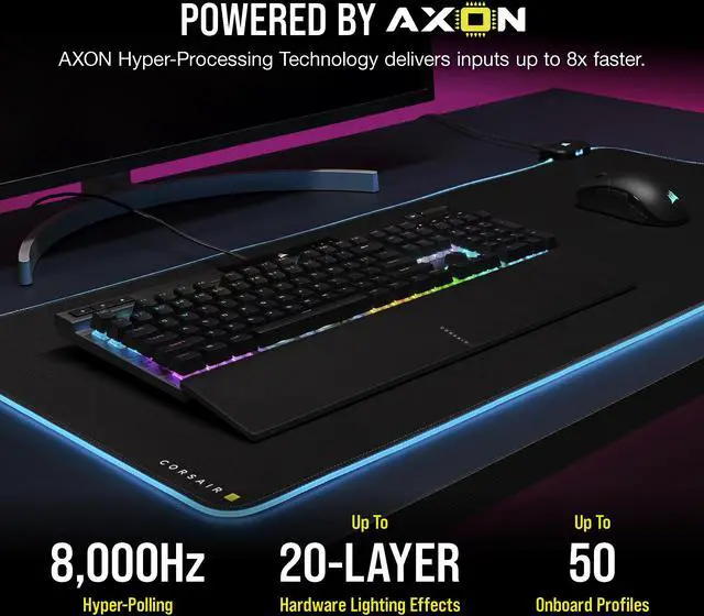 Alt view image 11 of 13 - Corsair K70 RGB PRO Wired Mechanical Gaming Keyboard (CHERRY MX RGB Speed Switches: Linear and Rapid, 8,000Hz Hyper-Polling, PBT DOUBLE-SHOT PRO Keycaps, Soft-Touch Palm Rest) QWERTY, NA - Black