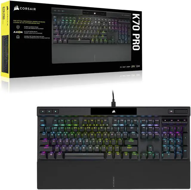 Alt view image 2 of 13 - Corsair K70 RGB PRO Wired Mechanical Gaming Keyboard (CHERRY MX RGB Speed Switches: Linear and Rapid, 8,000Hz Hyper-Polling, PBT DOUBLE-SHOT PRO Keycaps, Soft-Touch Palm Rest) QWERTY, NA - Black