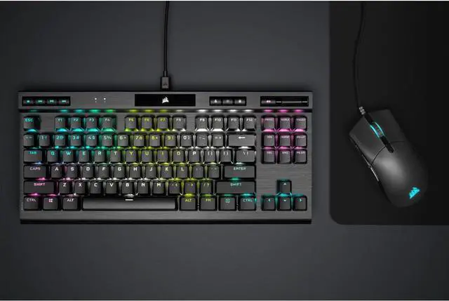 Alt view image 9 of 11 - Corsair K70 RGB TKL CHAMPION SERIES Optical-Mechanical Gaming Keyboard - OPX RGB Switches, PBT Double-Shot Keycaps, Detachable USB-C Cable - Black